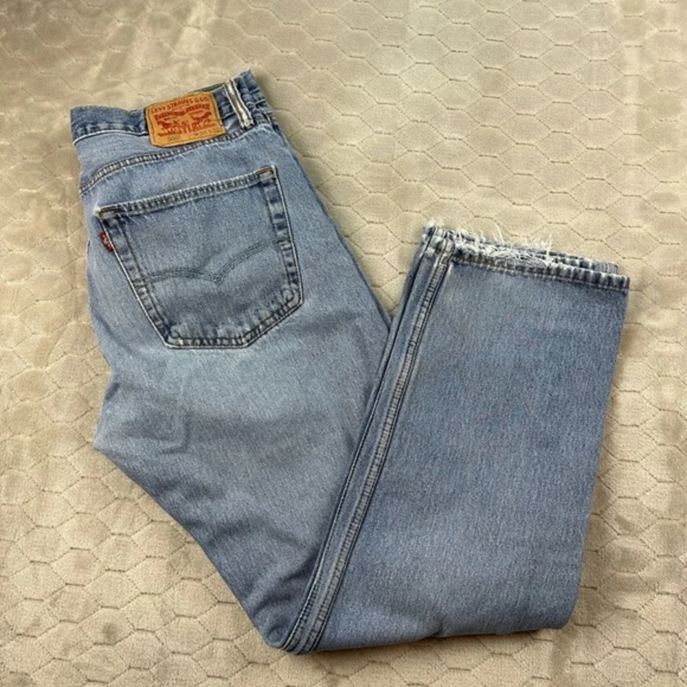 Levis 505 Jeans Men 34x29 Blue Denim Thrashed Destroyed Grunge 90s Made in Mexic